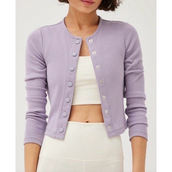 Outdoor Voices Tops - •Outdoor Voices• Cozy Rib cropped cardigan in Earl Grey